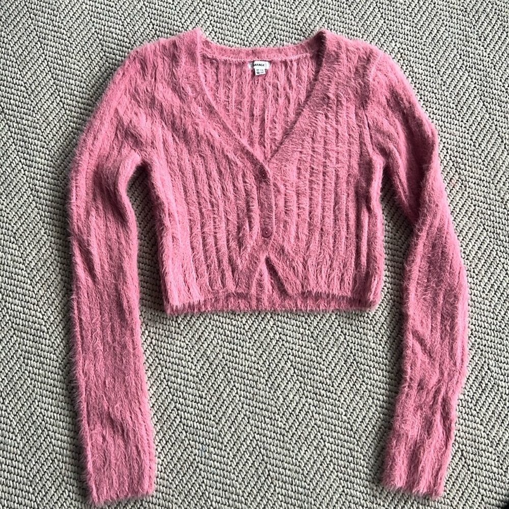 Garage fuzzy crop cardigan